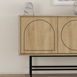Ensemble de salon composé d'un buffet, d'un buffet haut et d'un meuble TV en chêne | Giana