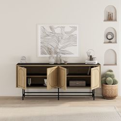 Ensemble de salon composé d'un buffet, d'un buffet haut et d'un meuble TV en chêne | Giana