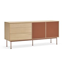 Wooden sideboard in oak and tile, 180 x 45 x 80 cm | Yoko
