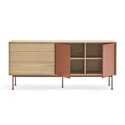Wooden sideboard in oak and tile, 180 x 45 x 80 cm | Yoko