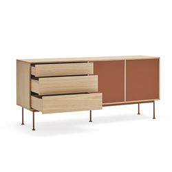Wooden sideboard in oak and tile, 180 x 45 x 80 cm | Yoko