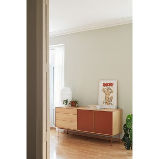 Wooden sideboard in oak and tile, 180 x 45 x 80 cm | Yoko