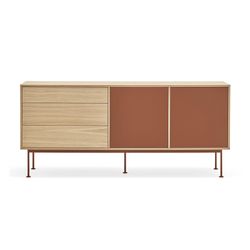 Wooden sideboard in oak and tile, 180 x 45 x 80 cm | Yoko