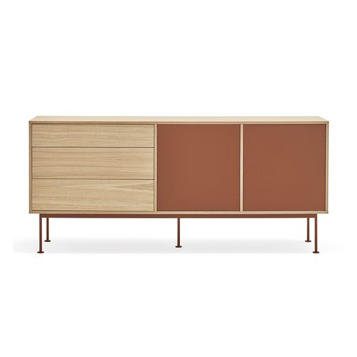 Wooden sideboard in oak and tile, 180 x 45 x 80 cm | Yoko