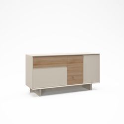 Drewniana komoda w kolorze dębu i norek, 146 x 45 x 76,5 cm | Carpi