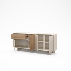 Drewniana komoda w kolorze dębu i norek, 180 x 45 x 76,5 cm | Carpi