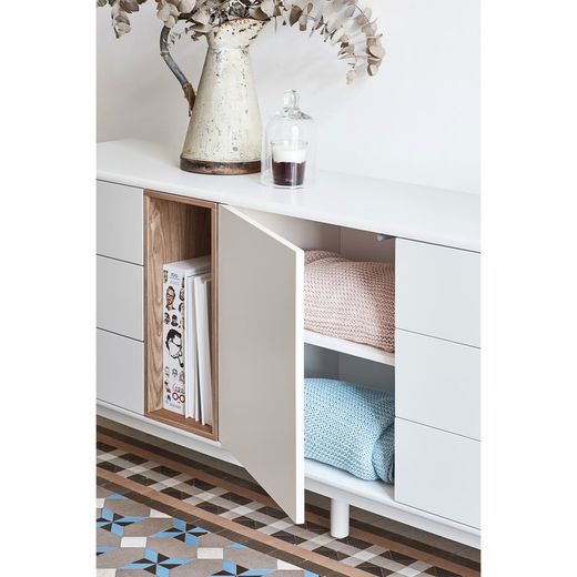 Cremefarbenes Sideboard aus Holz, 180 x 40 x 76 cm | Corvo