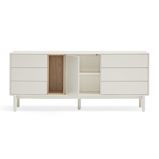 Cremefarbenes Sideboard aus Holz, 180 x 40 x 76 cm | Corvo