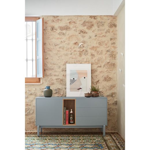 Pearl Grey Wooden Sideboard, 136.8 x 40 x 76 cm | Corvo