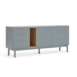 Pearl grey wooden sideboard, 180 x 40 x 76 cm | Corvo