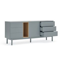 Pearl grey wooden sideboard, 180 x 40 x 76 cm | Corvo