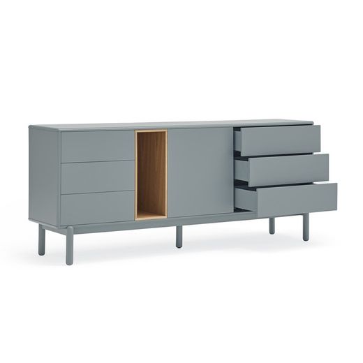 Pearl grey wooden sideboard, 180 x 40 x 76 cm | Corvo