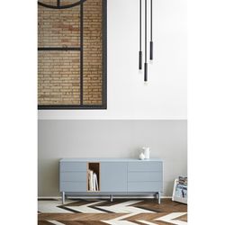 Pearl grey wooden sideboard, 180 x 40 x 76 cm | Corvo