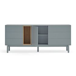 Pearl grey wooden sideboard, 180 x 40 x 76 cm | Corvo