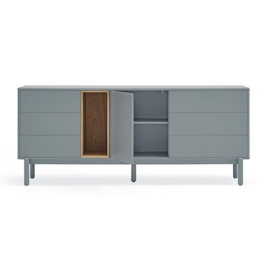 Pearl grey wooden sideboard, 180 x 40 x 76 cm | Corvo