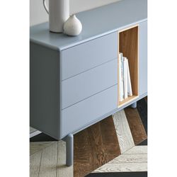 Pearl grey wooden sideboard, 180 x 40 x 76 cm | Corvo
