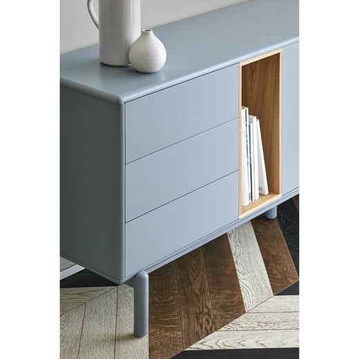 Pearl grey wooden sideboard, 180 x 40 x 76 cm | Corvo