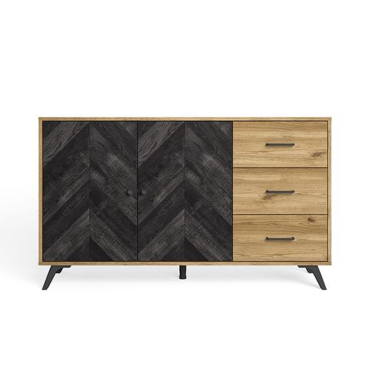 Træskænk i natur og sort, 136,3 x 40 x 81 cm | Delta