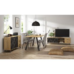 Træskænk i natur og sort, 136,3 x 40 x 81 cm | Delta