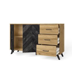 Træskænk i natur og sort, 136,3 x 40 x 81 cm | Delta