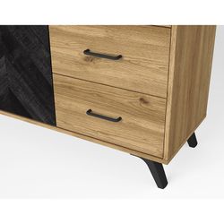 Træskænk i natur og sort, 136,3 x 40 x 81 cm | Delta