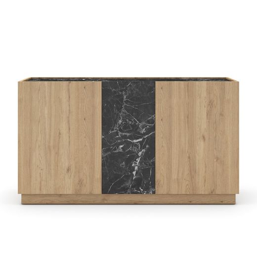 Houten dressoir in naturel en zwart, 140 x 41,8 x 78,5 cm | Dione
