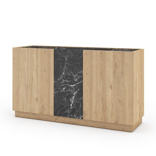 Houten dressoir in naturel en zwart, 140 x 41,8 x 78,5 cm | Dione
