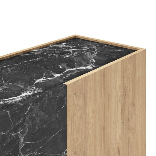 Houten dressoir in naturel en zwart, 140 x 41,8 x 78,5 cm | Dione