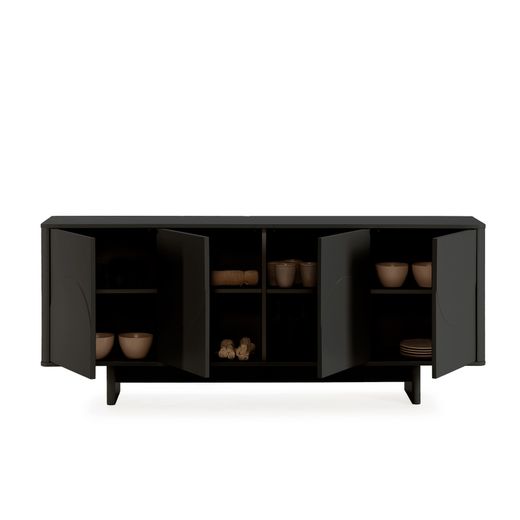 Buffet en bois noir, 180 x 40 x 75 cm | Solei