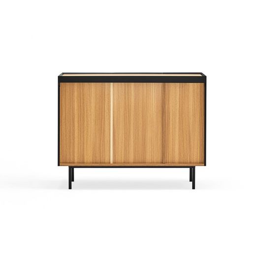 Black and oak-colored wooden sideboard, 110 x 40 x 85 cm | Arista