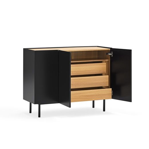 Black and oak-colored wooden sideboard, 110 x 40 x 85 cm | Arista