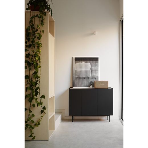 Black and oak-colored wooden sideboard, 110 x 40 x 85 cm | Arista