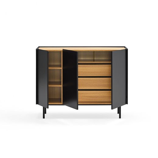 Black and oak-colored wooden sideboard, 110 x 40 x 85 cm | Arista
