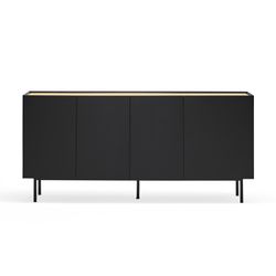 Black and oak-colored wooden sideboard, 165 x 40 x 78 cm | Arista