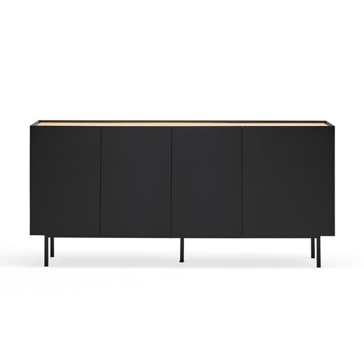 Black and oak-colored wooden sideboard, 165 x 40 x 78 cm | Arista