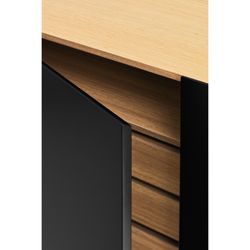 Black and oak-colored wooden sideboard, 165 x 40 x 78 cm | Arista