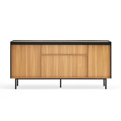 Black and oak-colored wooden sideboard, 165 x 40 x 78 cm | Arista