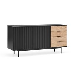 Aparador de madera en negro y color roble claro, 159,2 x 47 x 79,6 cm | Sierra