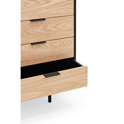 Aparador em madeira de carvalho preto e claro, 159,2 x 47 x 79,6 cm | Serra