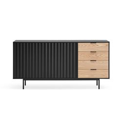 Aparador em madeira de carvalho preto e claro, 159,2 x 47 x 79,6 cm | Serra