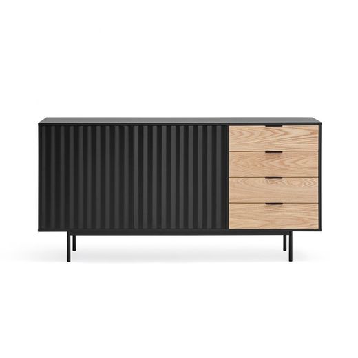 Aparador em madeira de carvalho preto e claro, 159,2 x 47 x 79,6 cm | Serra