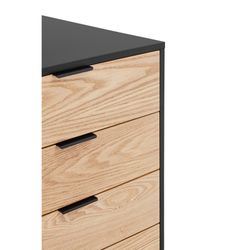 Black and light oak wood sideboard, 159.2 x 47 x 79.6 cm | Sierra