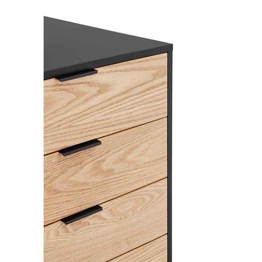 Aparador em madeira de carvalho preto e claro, 159,2 x 47 x 79,6 cm | Serra