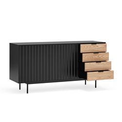 Aparador de madera en negro y color roble claro, 159,2 x 47 x 79,6 cm | Sierra