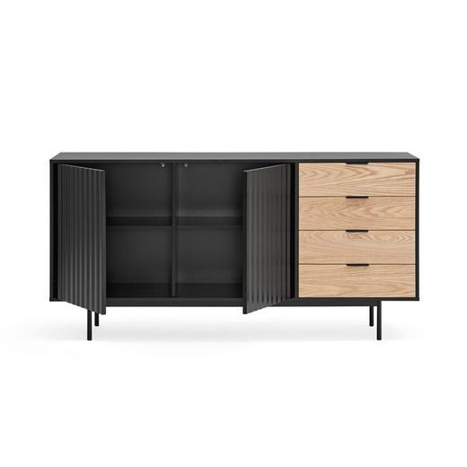 Aparador em madeira de carvalho preto e claro, 159,2 x 47 x 79,6 cm | Serra