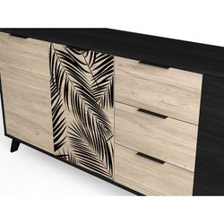 Buffet en bois noir et naturel, 180,5 x 40 x 81 cm | Palmier