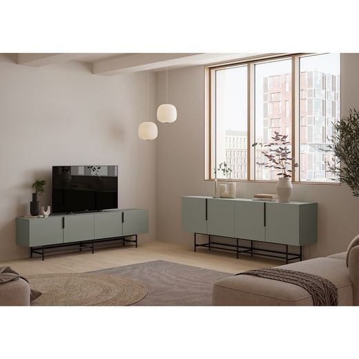 Living room set consisting of a green sideboard and TV stand | Eldia