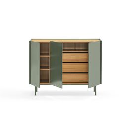 Buffet en bois vert clair et chêne, 110 x 40 x 85 cm | Bord