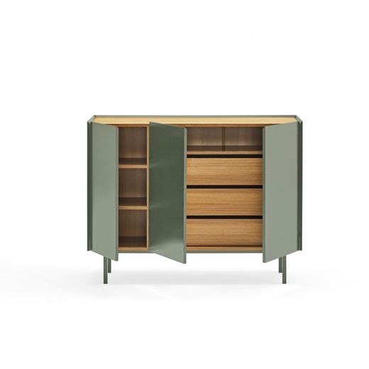 Buffet en bois vert clair et chêne, 110 x 40 x 85 cm | Bord