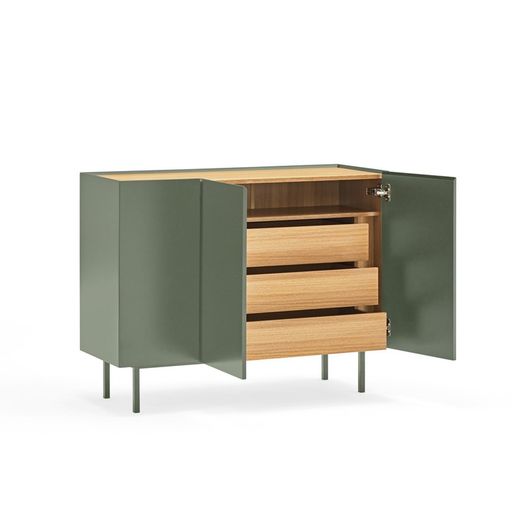 Buffet en bois vert clair et chêne, 110 x 40 x 85 cm | Bord